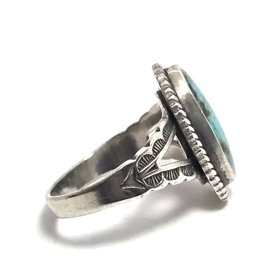 Juan Pedro Garcia Santo Domingo vintage sterling silver turquoise ring size 5