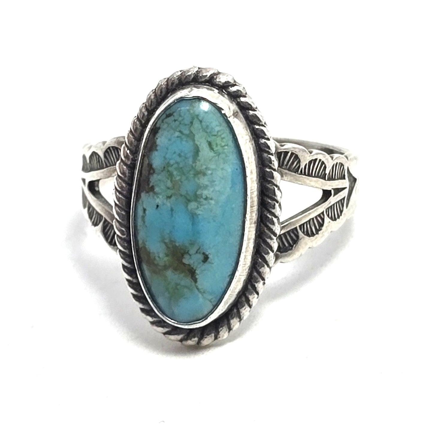 Juan Pedro Garcia Santo Domingo vintage sterling silver turquoise ring size 5