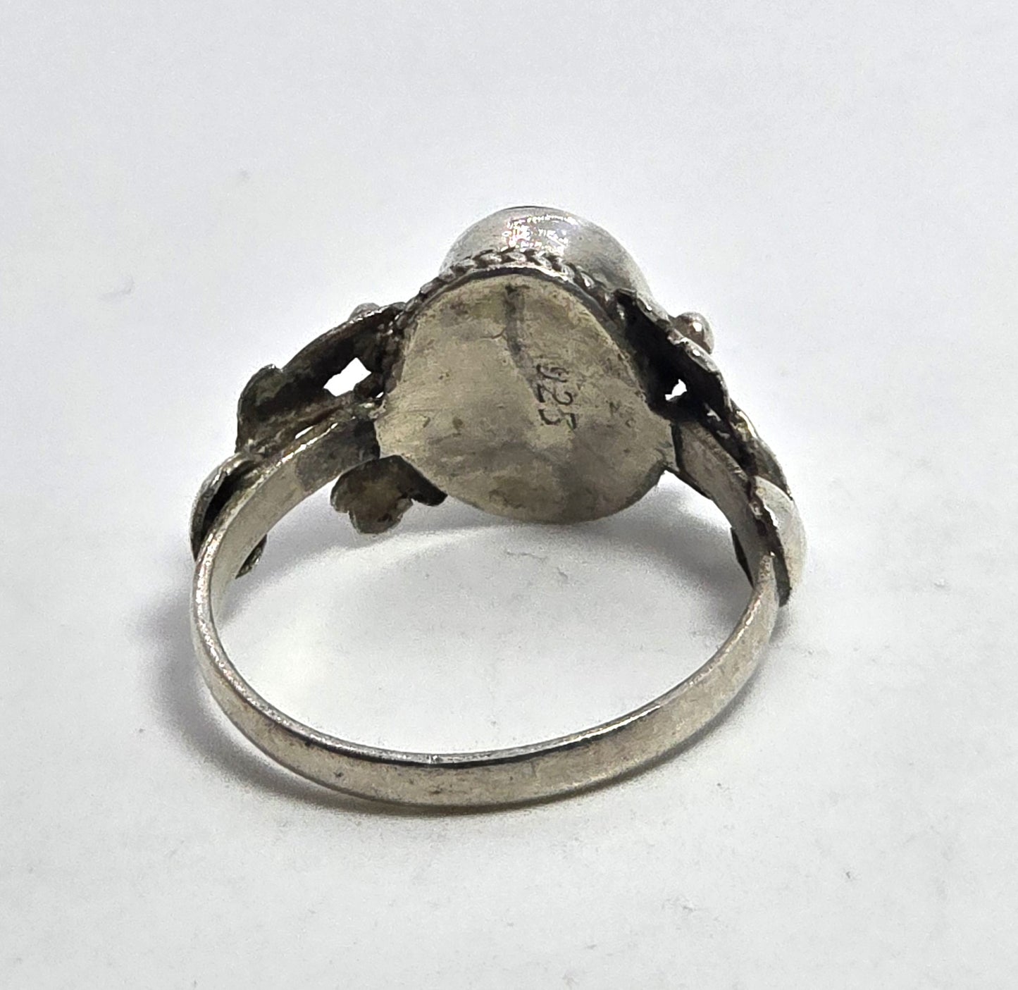 Malachite Southwestern flowers vintage sterling silver ring size 7.5