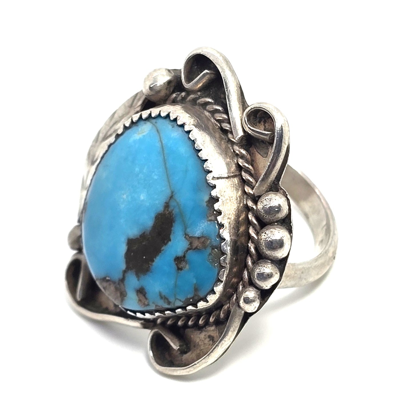 Navajo Large turquoise sterling silver vintage Native American ring size 6.5