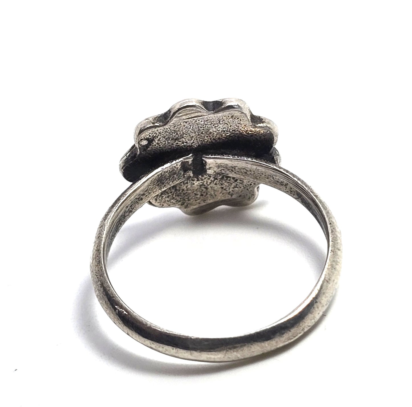 Southwestern turquoise flower Sterling Silver vintage petite ring Size 5