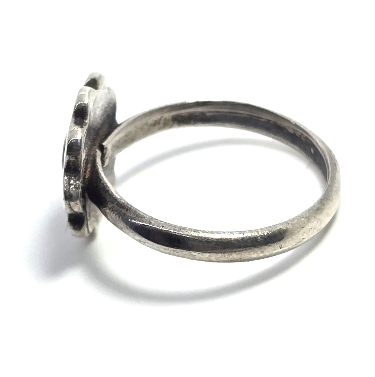 Southwestern turquoise flower Sterling Silver vintage petite ring Size 5