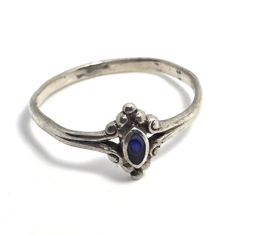 Abalone Paua shell bright petite small sterling silver ring size 9