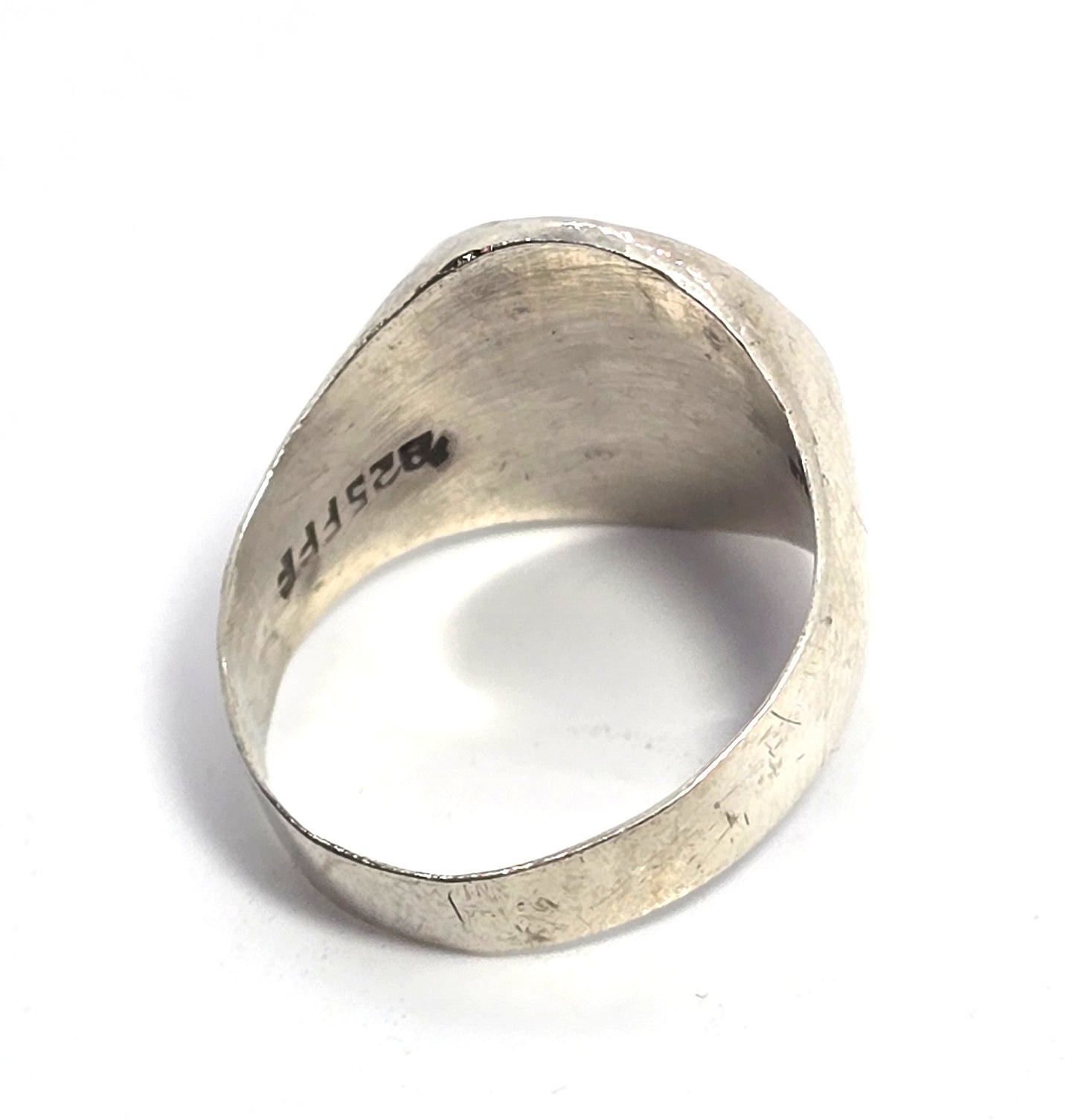 Saturn celestial Turquoise Inlay Planet sterling silver Mexico FFF vintage ring size 9