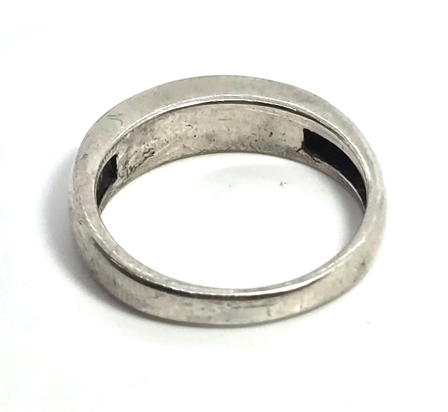 Multi Gemstone Inlay DWJC 925 Sterling Silver vintage ring band size 7