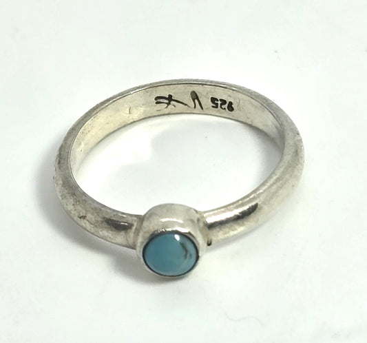 Turquoise small petite stacker sterling silver ring band size 5