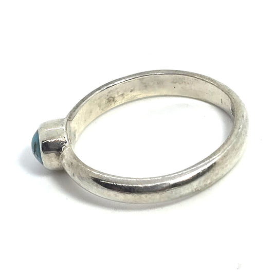 Turquoise small petite stacker sterling silver ring band size 5
