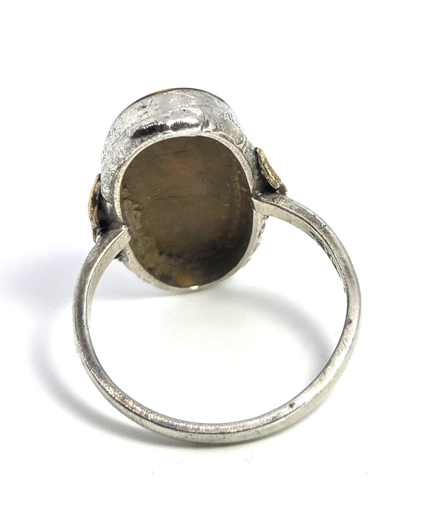 Art Deco Clarks and Coombs Tiger's Eye sterling silver GF antique ring size 7