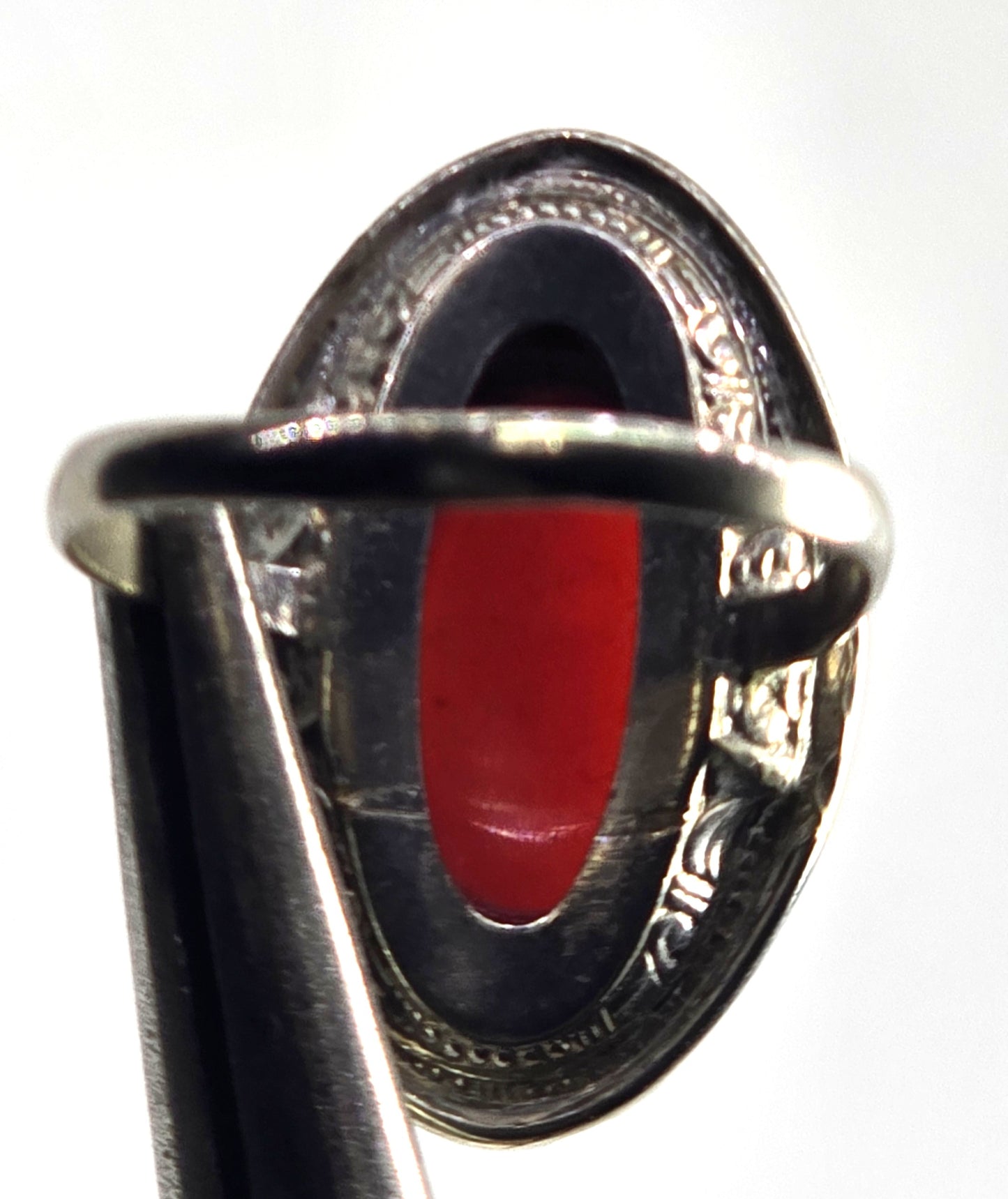 Art Deco Antique Carnelian marcasite rhodium vintage ring size 8.5
