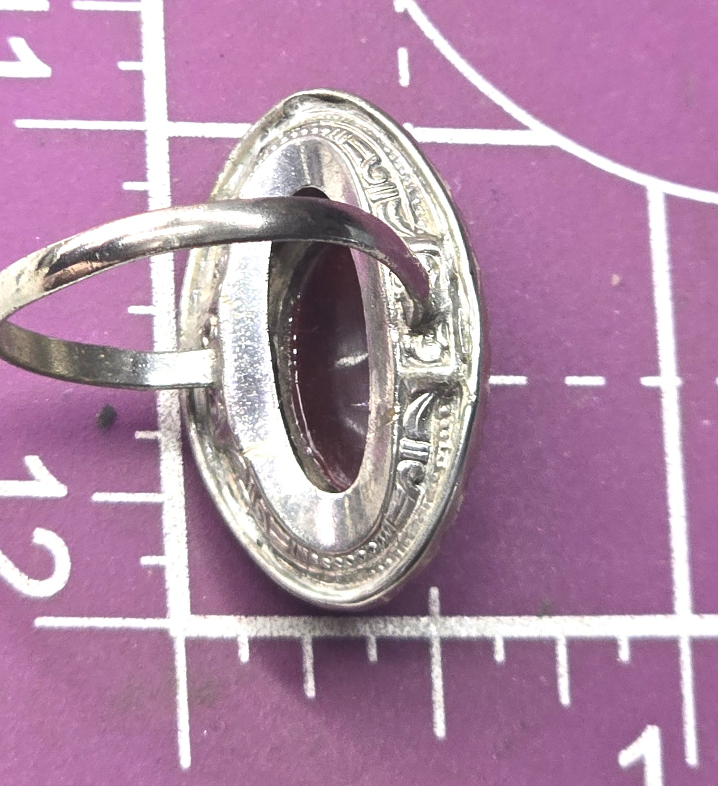 Art Deco Antique Carnelian marcasite rhodium vintage ring size 8.5