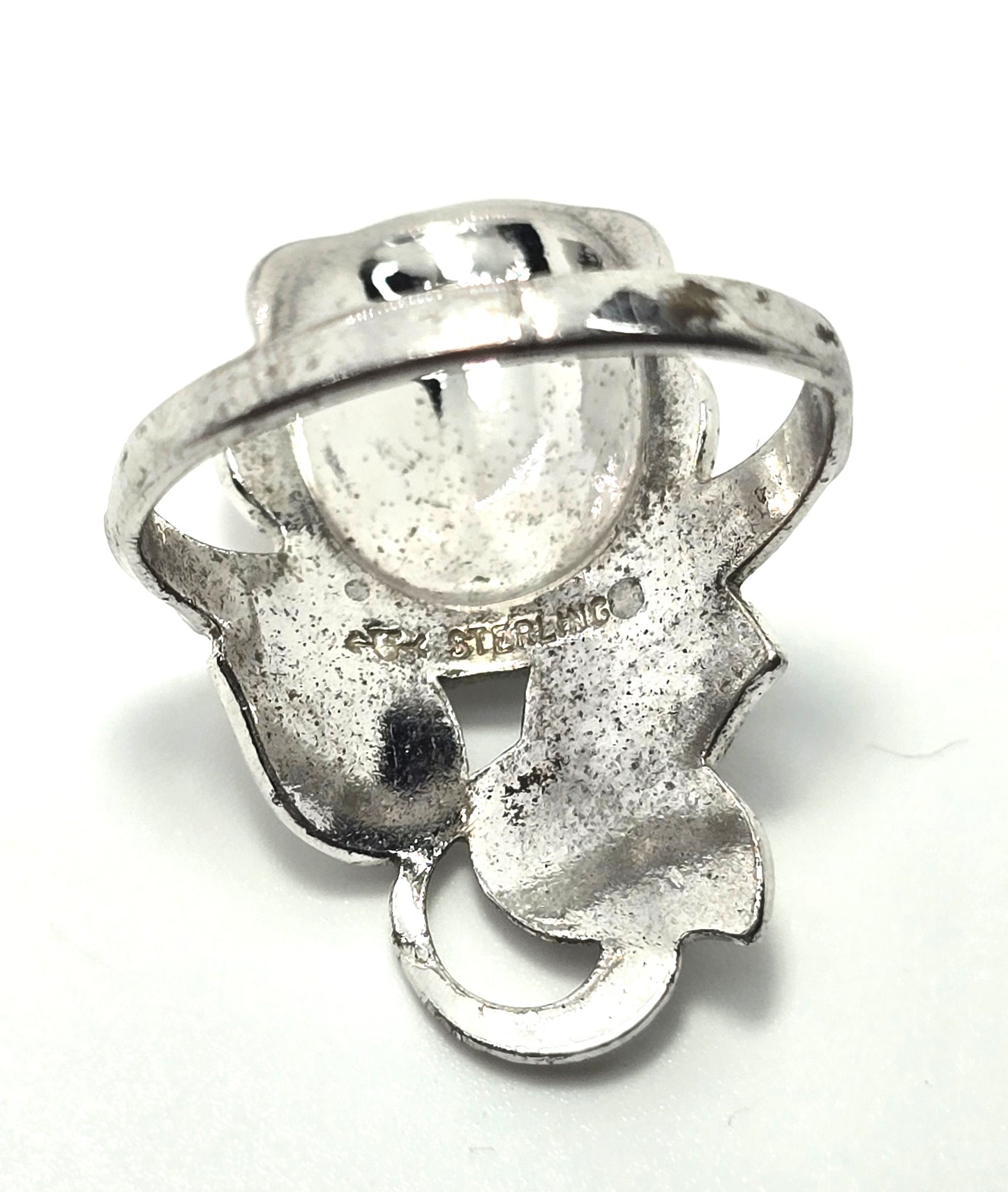 Uncas Art Deco marcasite rose flower vintage sterling silver ring size 5.5