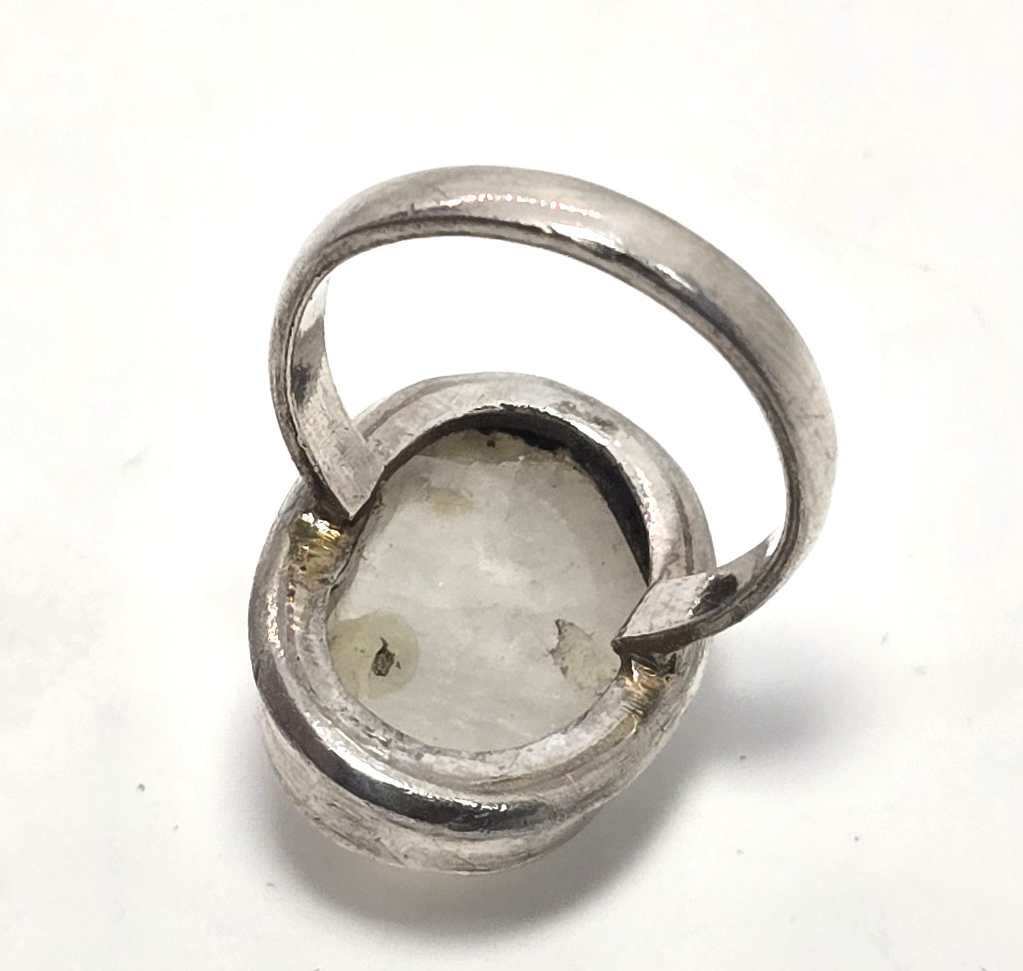 Blue Moonstone large open work solid sterling silver vintage ring size 8
