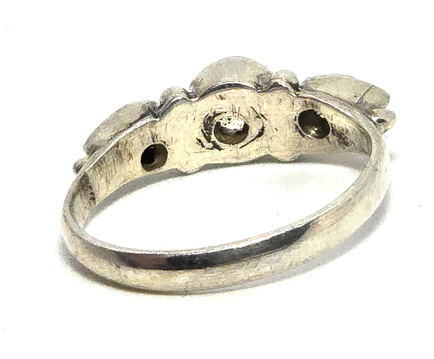 Flashy Blue Moonstone peridot tribal Bali stacker sterling silver ring size 7