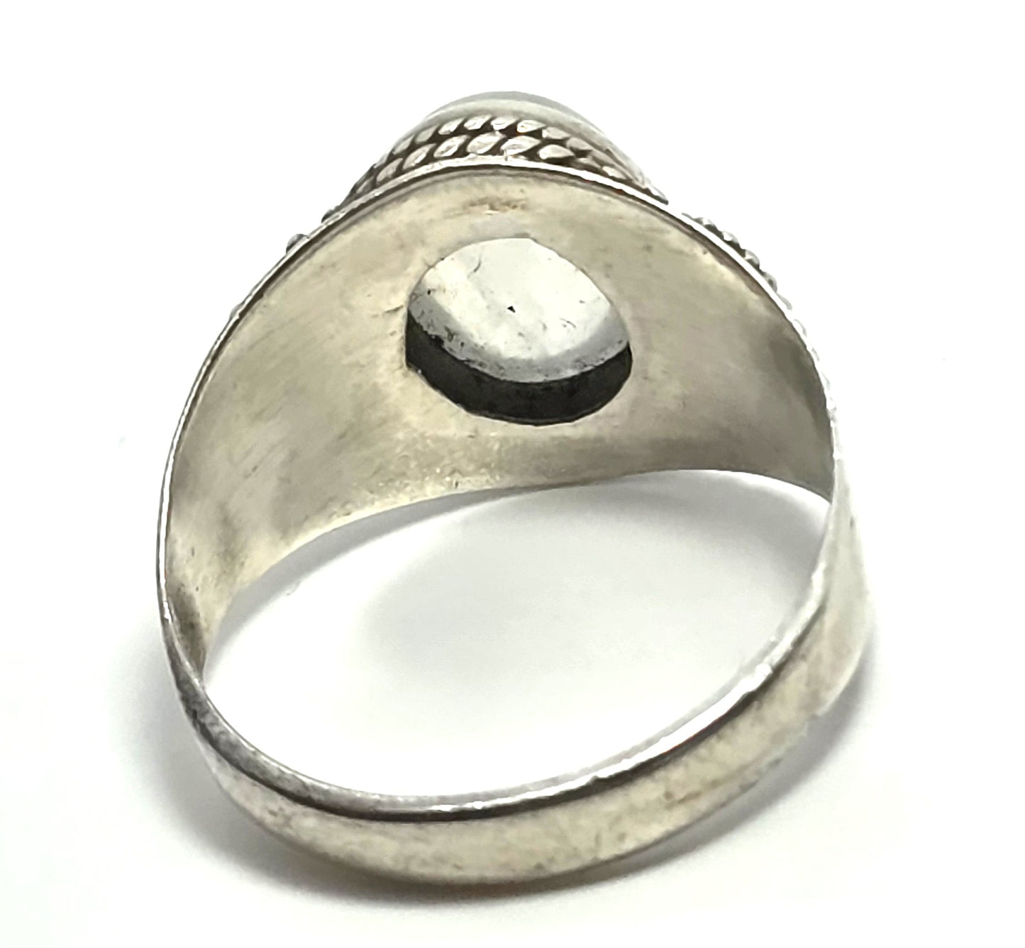 Flashy Blue Moonstone tribal Bali Balinese vintage sterling silver ring size 9