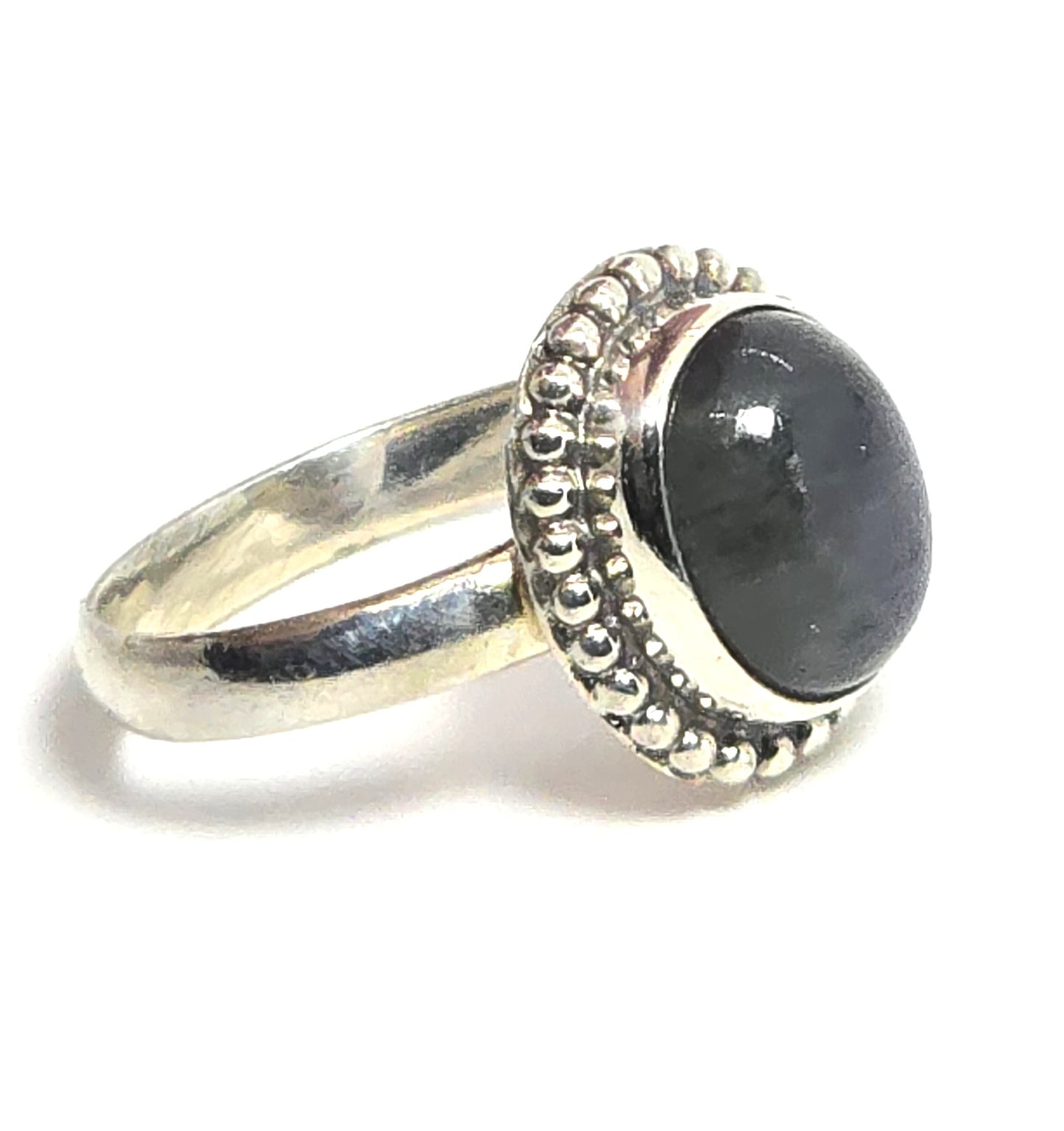 Blue Labradorite twisted halo sterling silver Statement ring size 6.5
