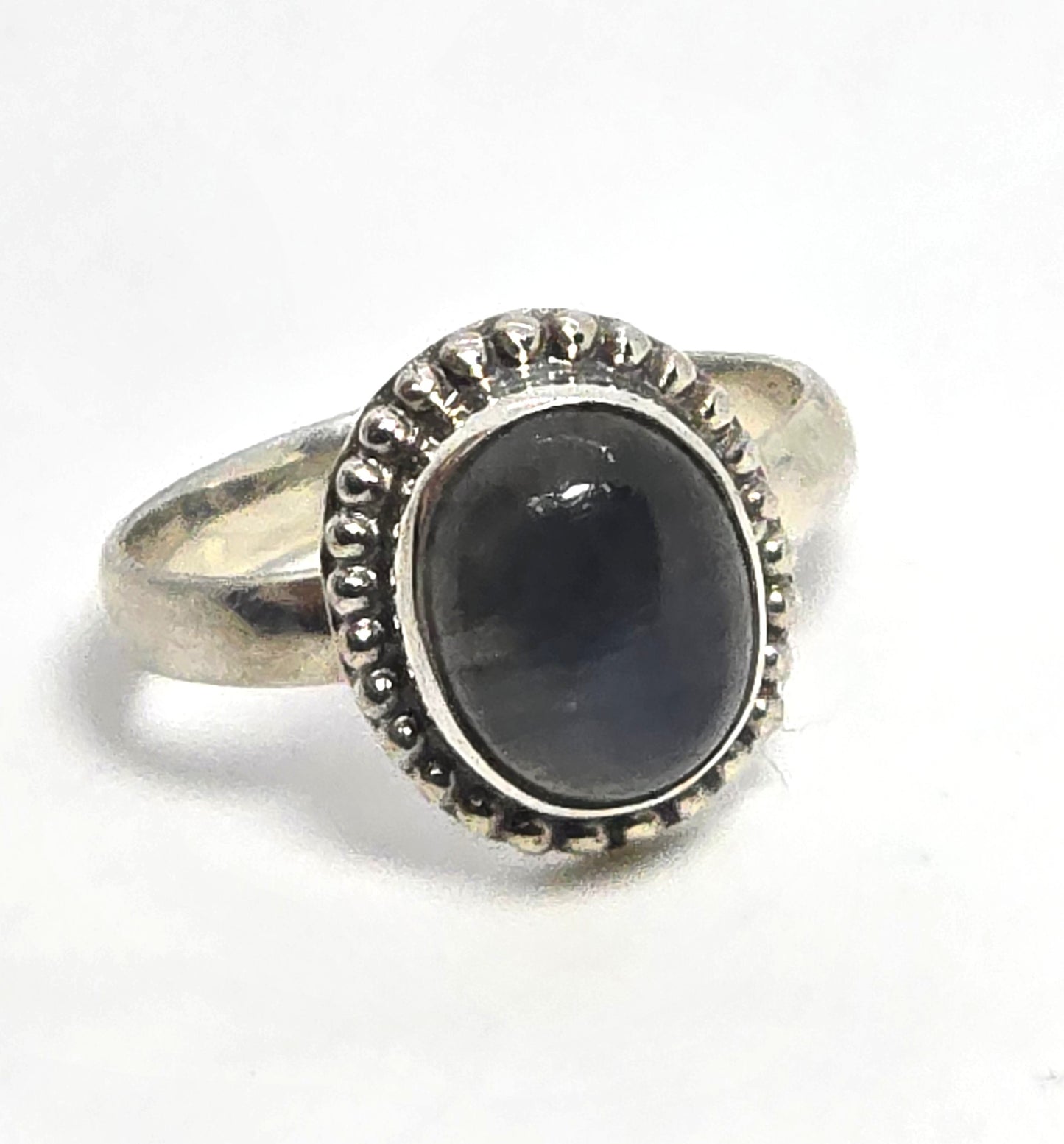 Blue Labradorite twisted halo sterling silver Statement ring size 6.5