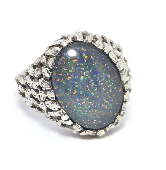 Matrix opal triplet large flashy Sterling Silver ring size 9.5