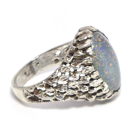 Matrix opal triplet large flashy Sterling Silver ring size 9.5