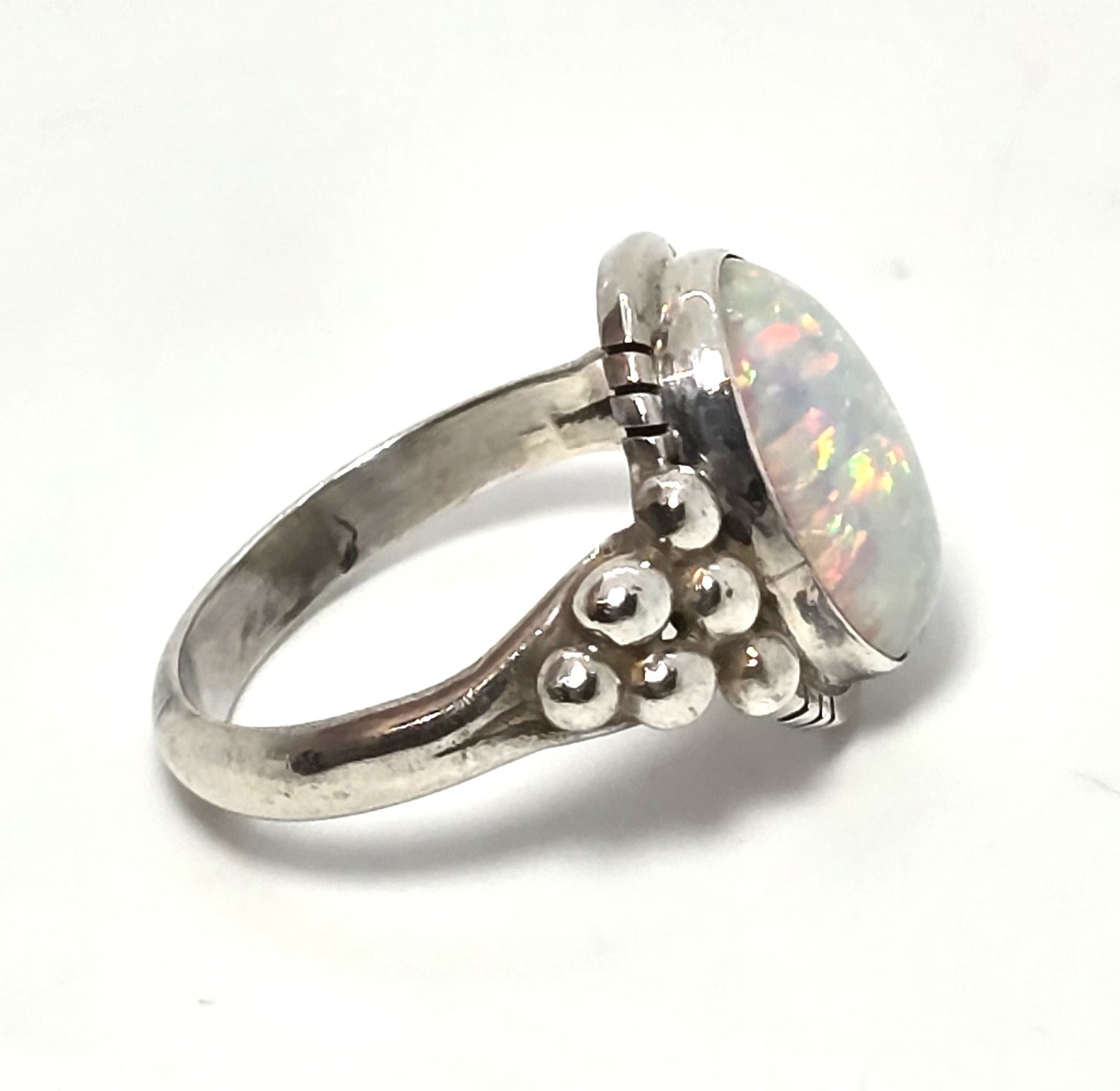 Desert Rose Trading DTR White Fire opal sterling silver vintage ring size 7