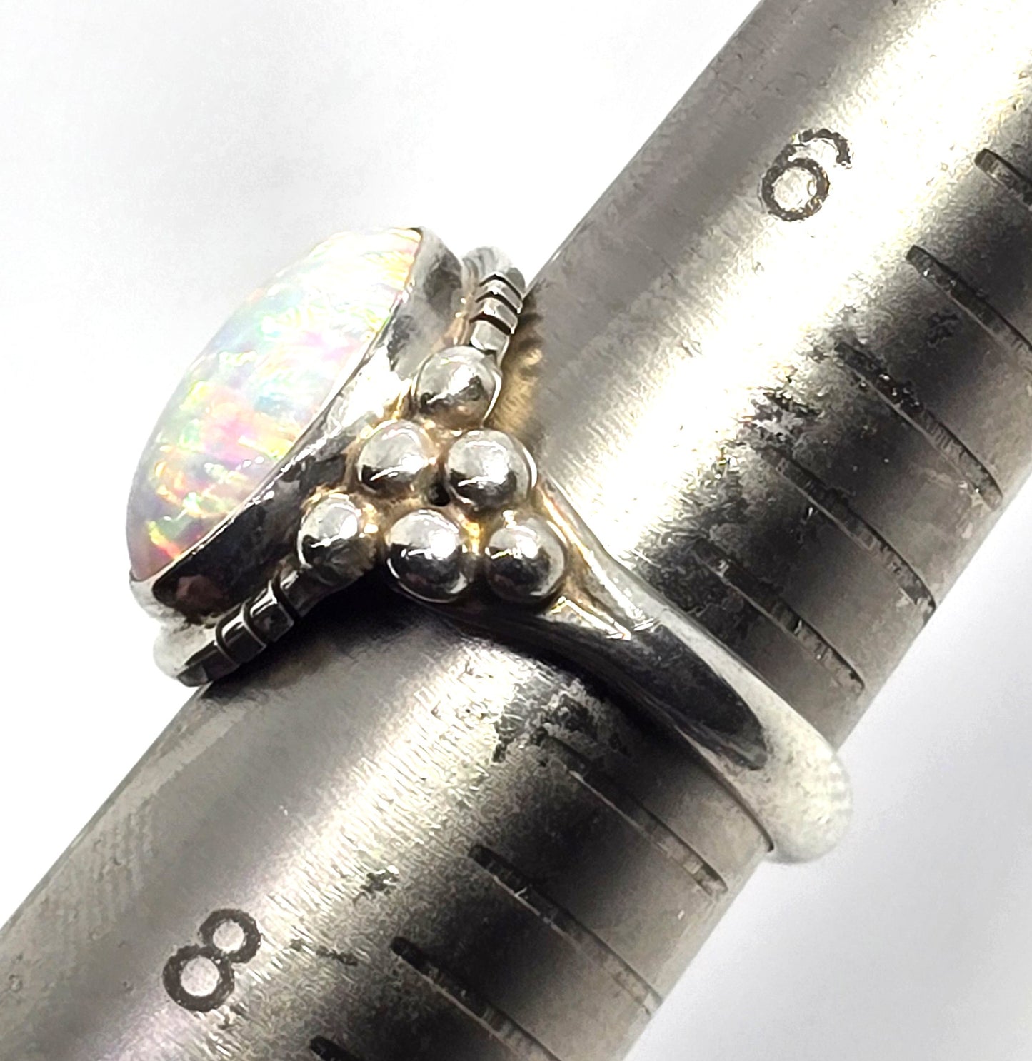 Desert Rose Trading DTR White Fire opal sterling silver vintage ring size 7