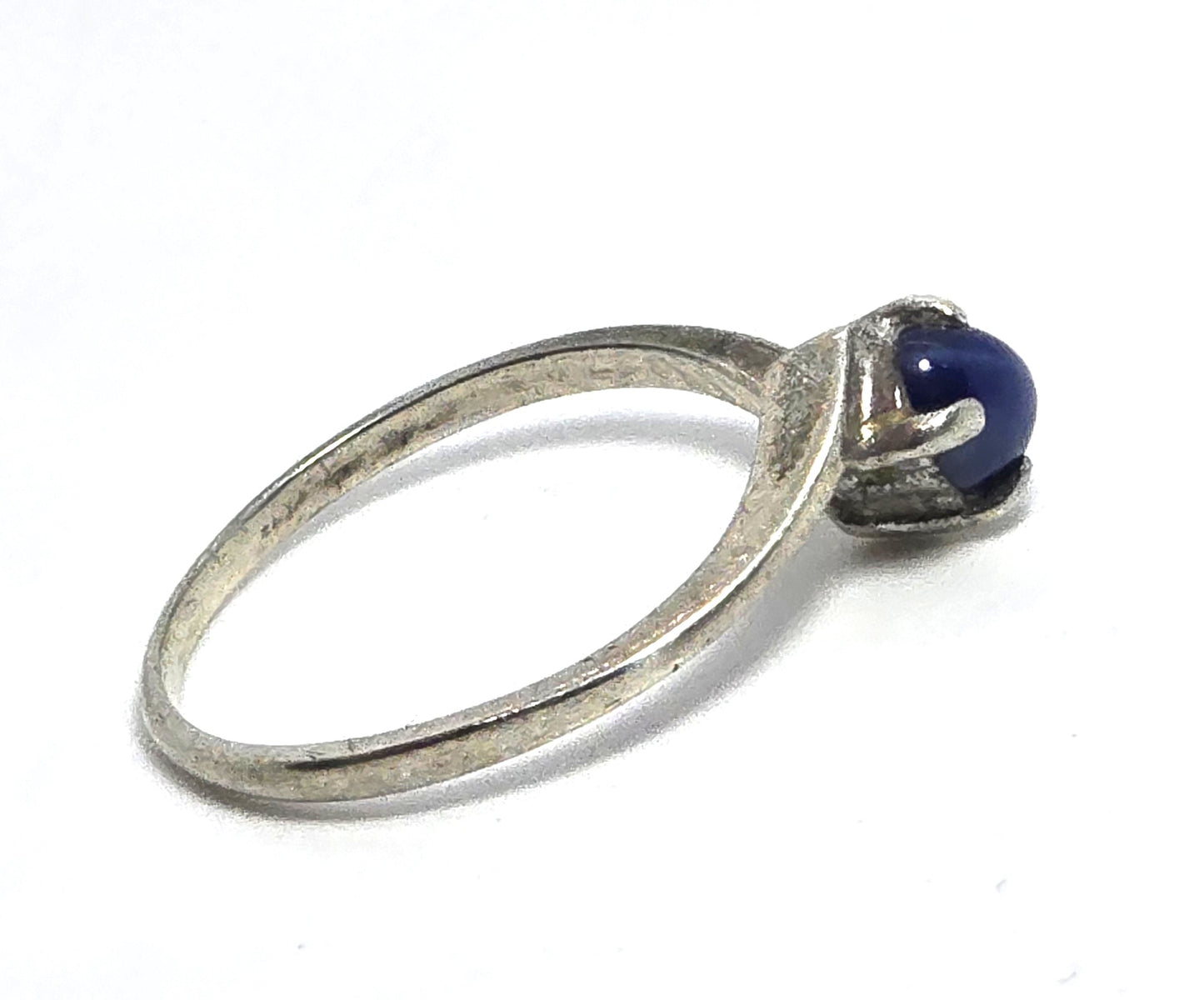 Star sapphire blue abstract small dainty sterling silver vintage ring size 7