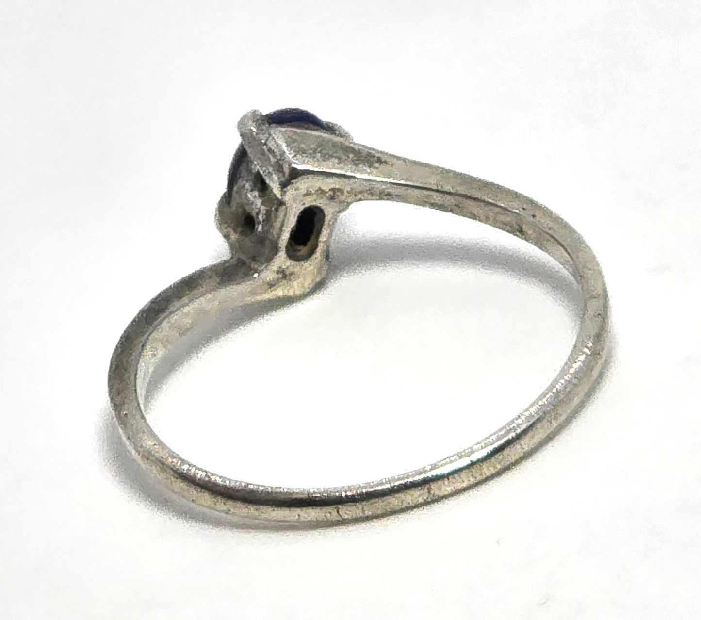 Star sapphire blue abstract small dainty sterling silver vintage ring size 7