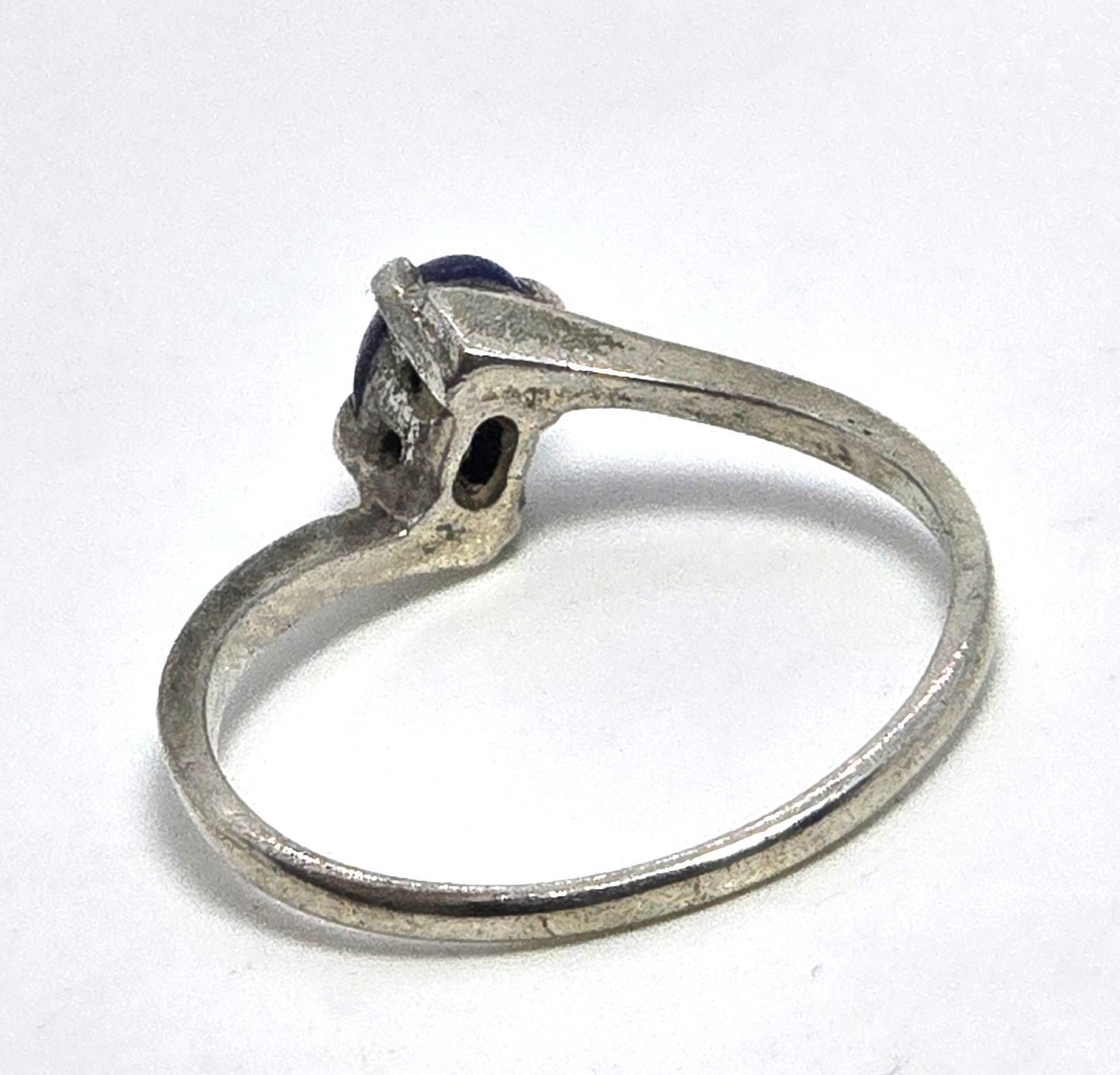 Star sapphire blue abstract small dainty sterling silver vintage ring size 7