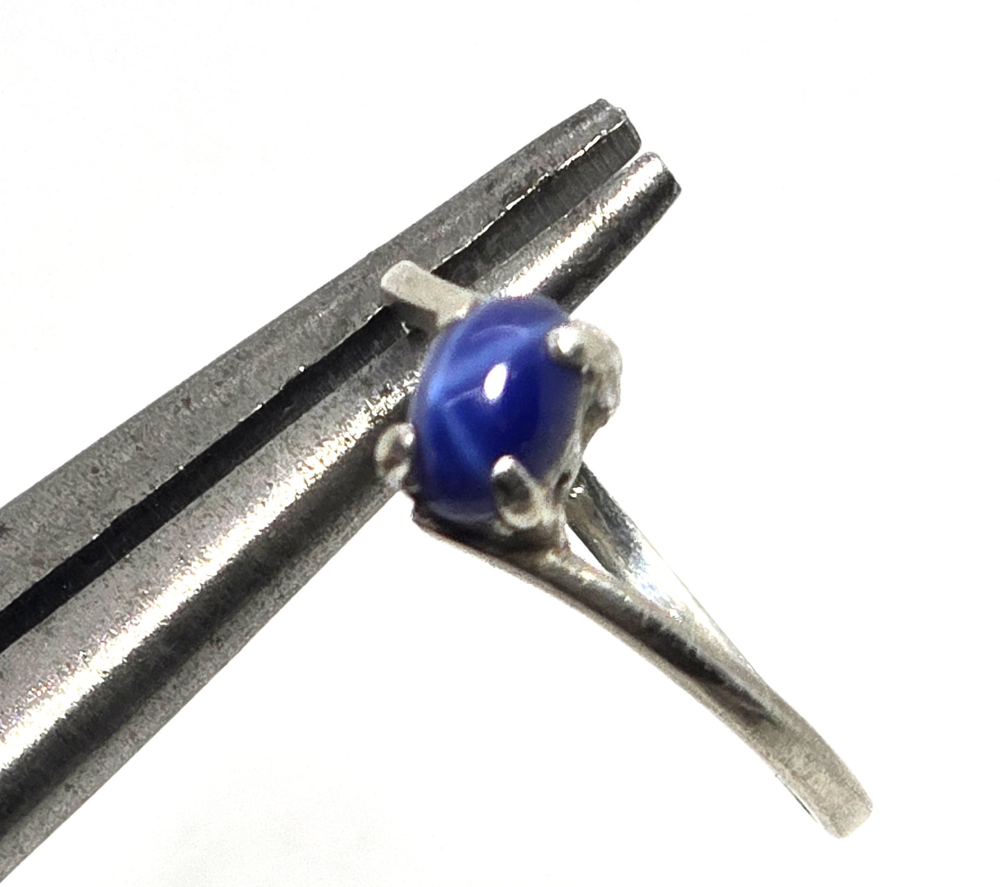 Star sapphire blue abstract small dainty sterling silver vintage ring size 7