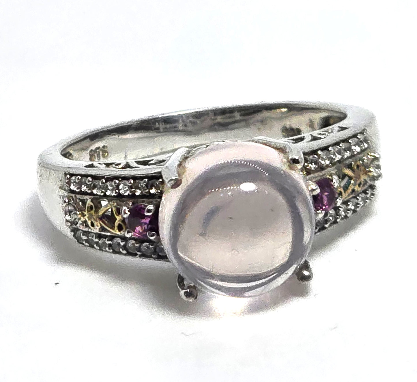 Star Rose Quartz STS Chuck Clemency pink tourmaline sterling silver ring size 9