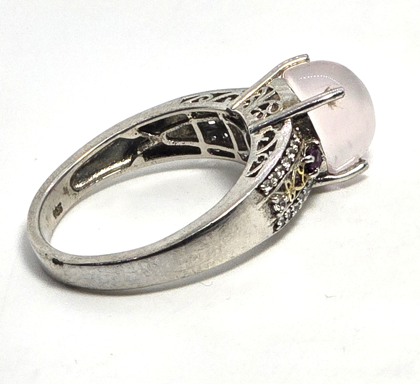 Star Rose Quartz STS Chuck Clemency pink tourmaline sterling silver ring size 9