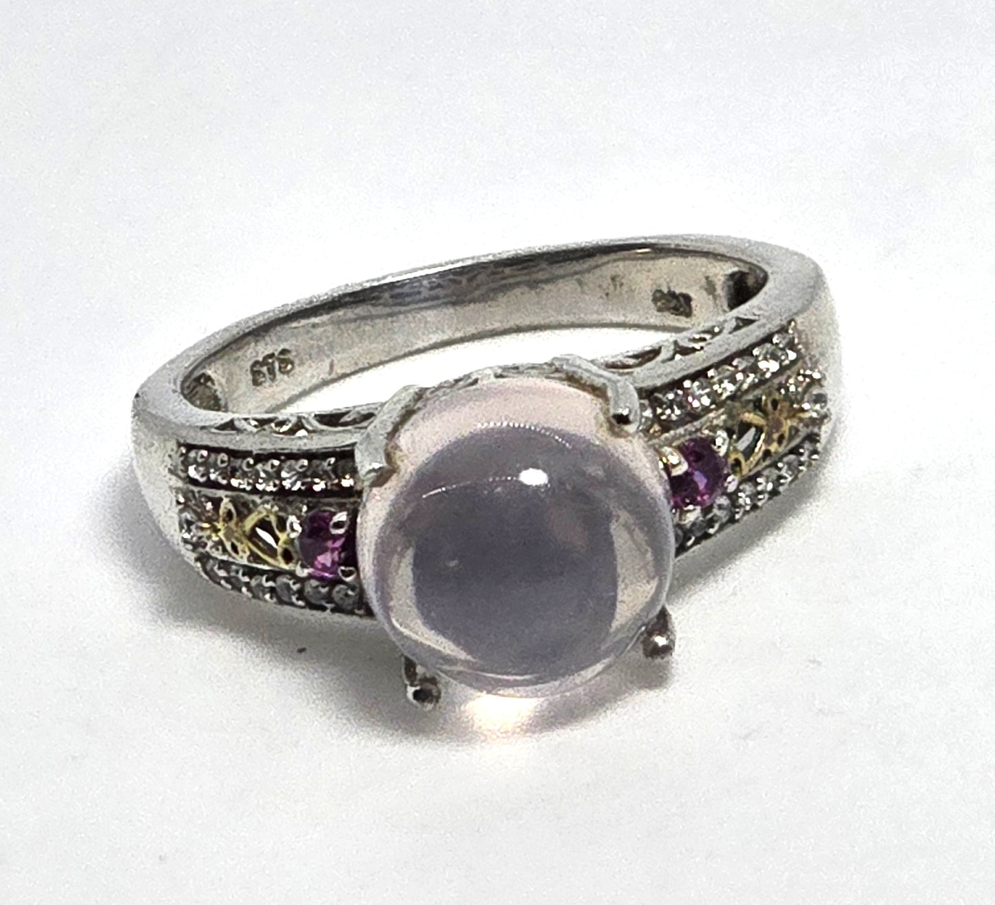 Star Rose Quartz STS Chuck Clemency pink tourmaline sterling silver ring size 9