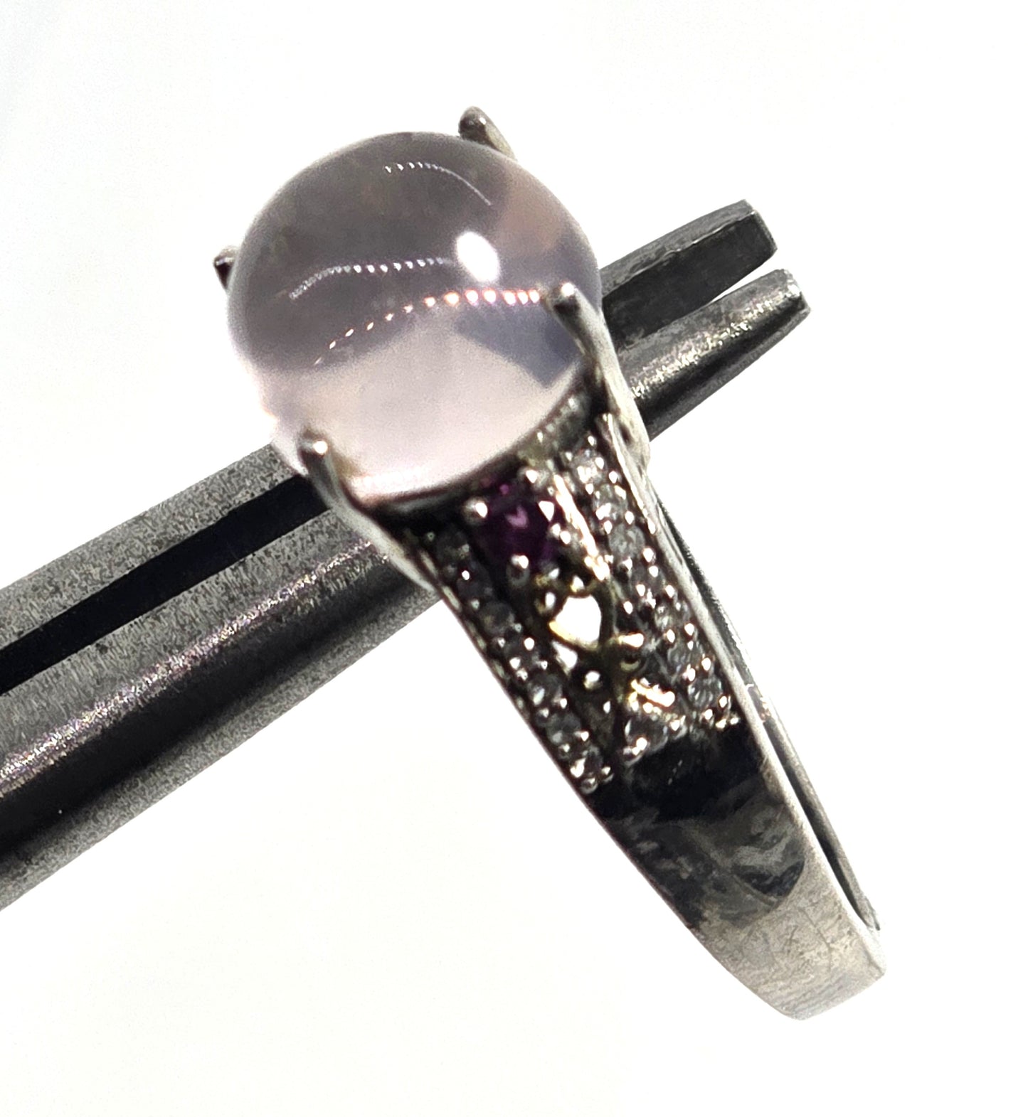 Star Rose Quartz STS Chuck Clemency pink tourmaline sterling silver ring size 9