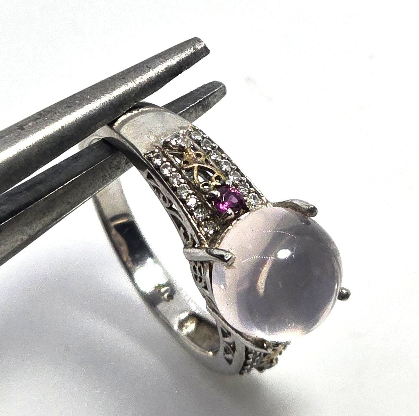 Star Rose Quartz STS Chuck Clemency pink tourmaline sterling silver ring size 9