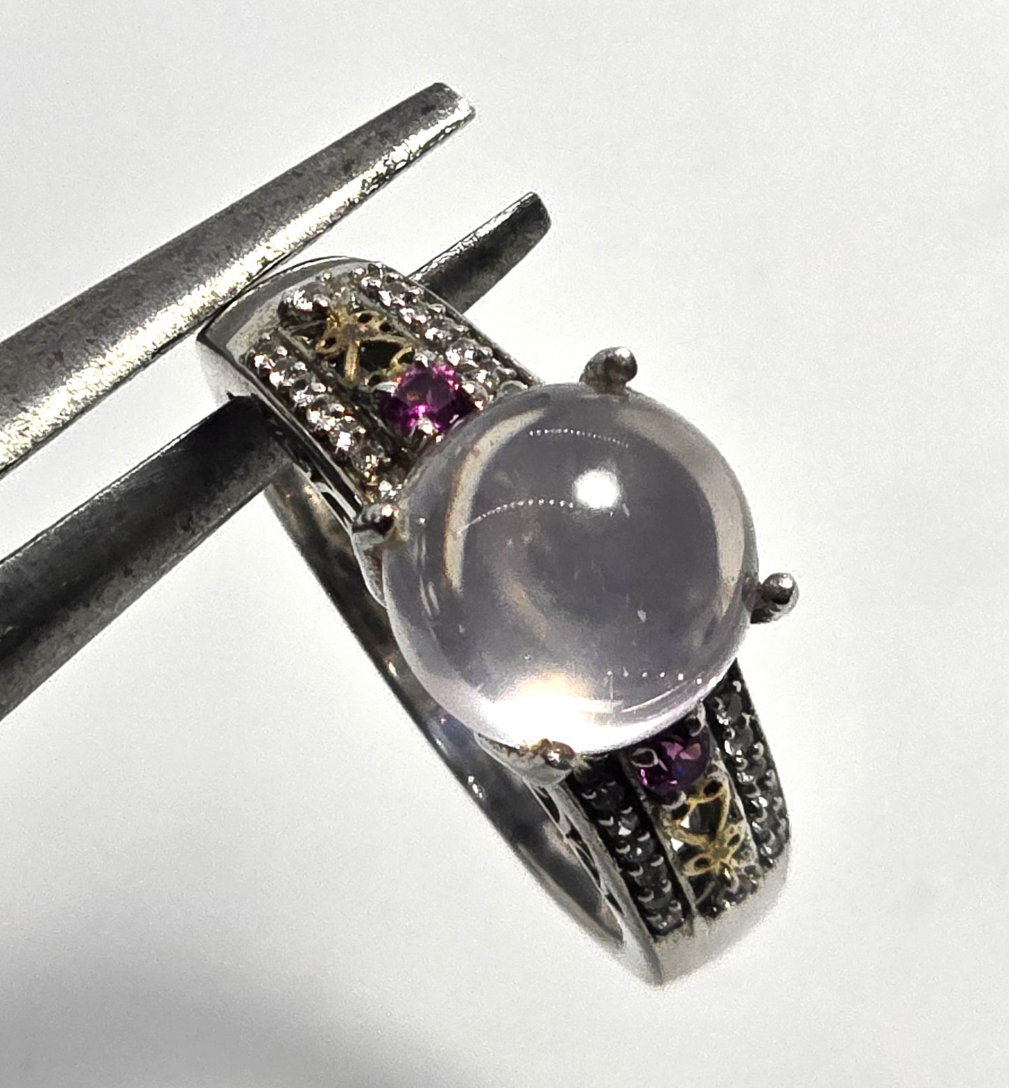 Star Rose Quartz STS Chuck Clemency pink tourmaline sterling silver ring size 9