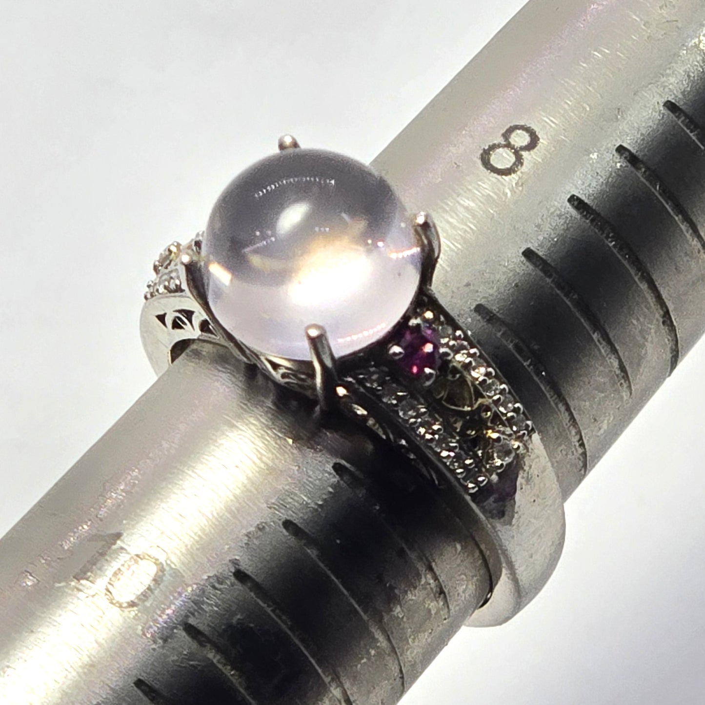Star Rose Quartz STS Chuck Clemency pink tourmaline sterling silver ring size 9
