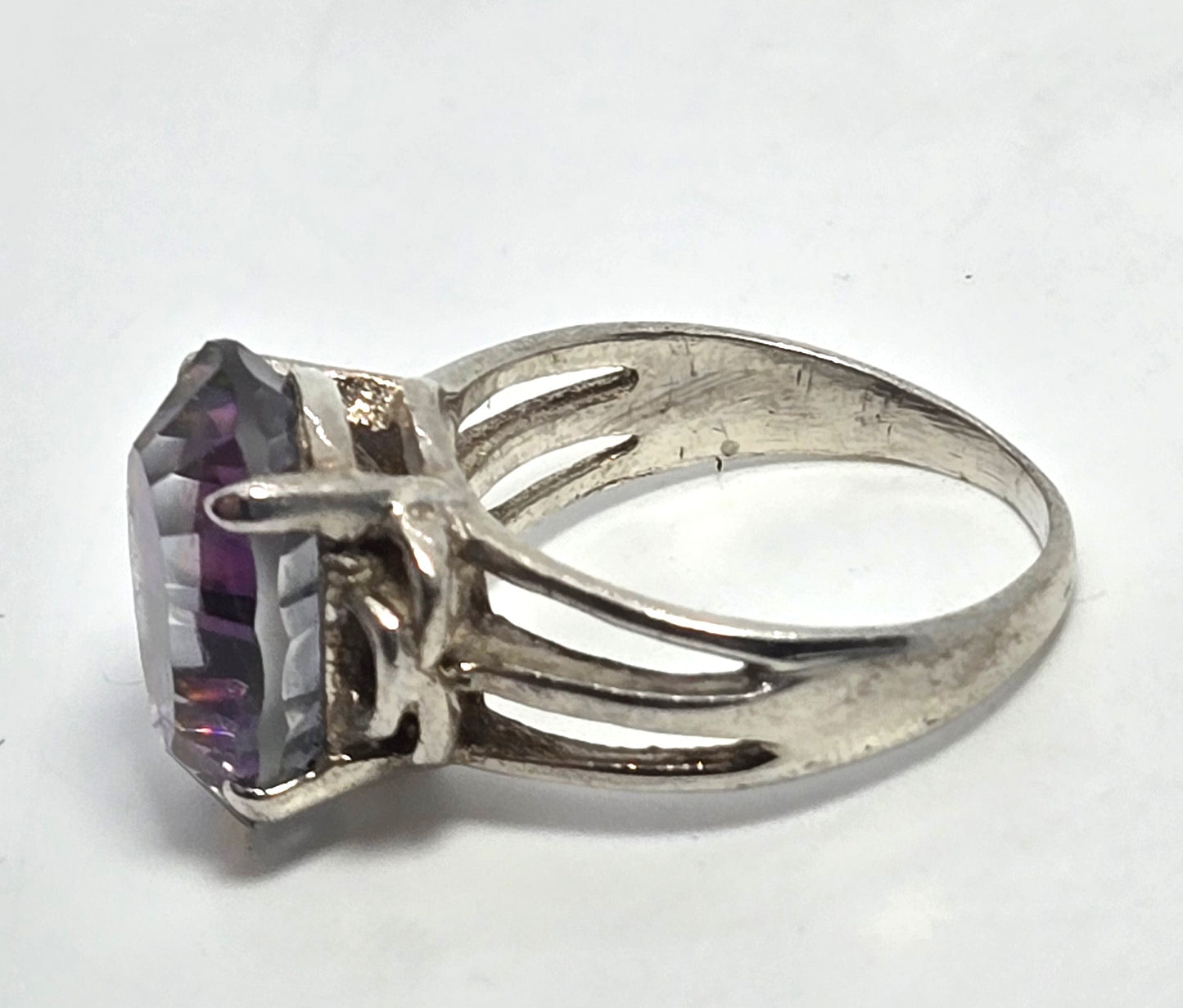 Peacock Mystic Topaz 5ct oval cut faceted sterling silver solitaire ring size 6