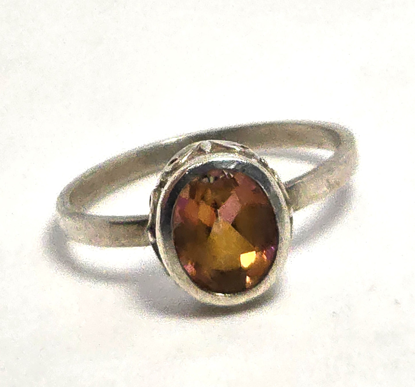 Twilight fire Mystic Topaz orange gemstone solitaire statement ring size 6