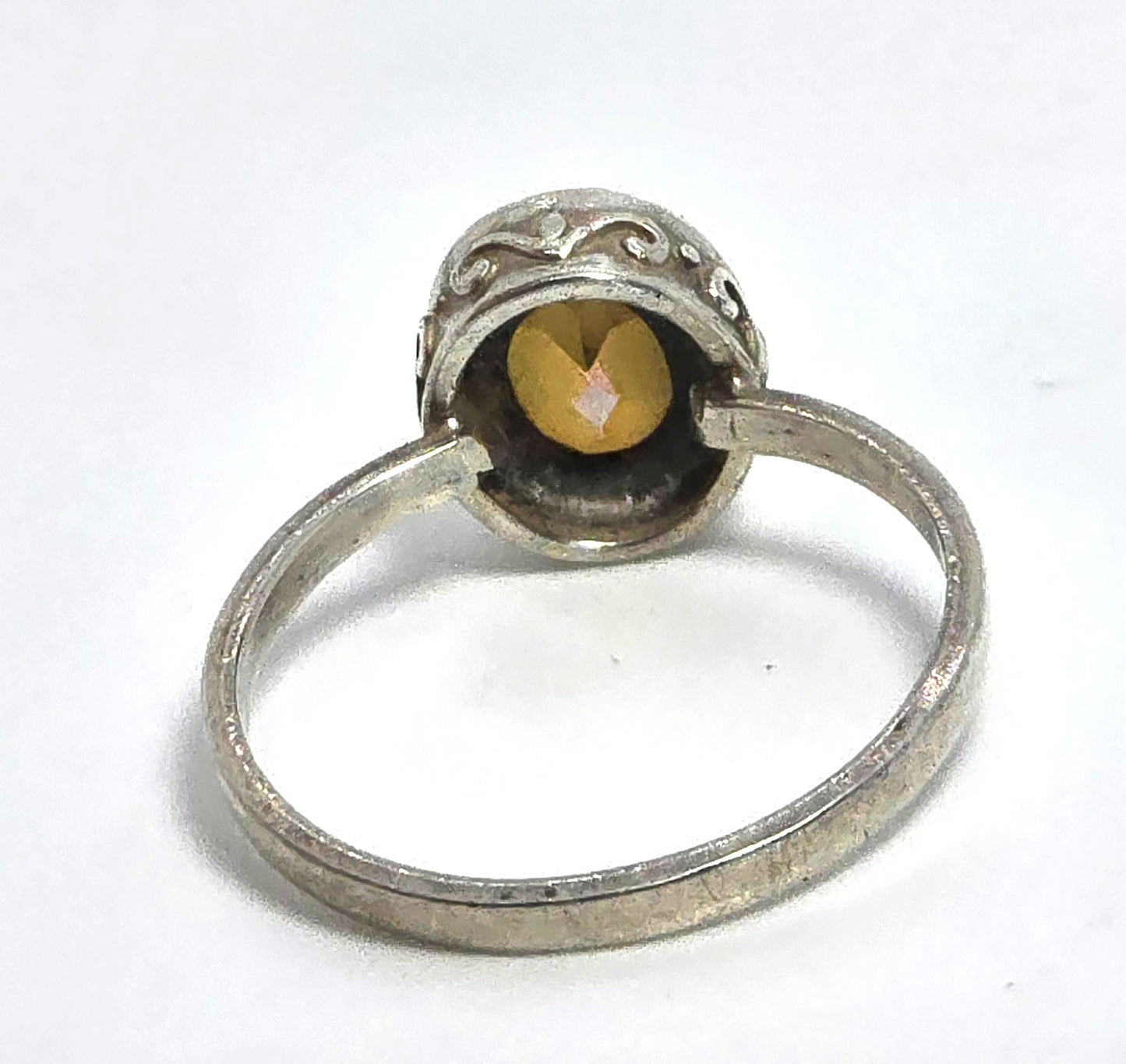 Twilight fire Mystic Topaz orange gemstone solitaire statement ring size 6