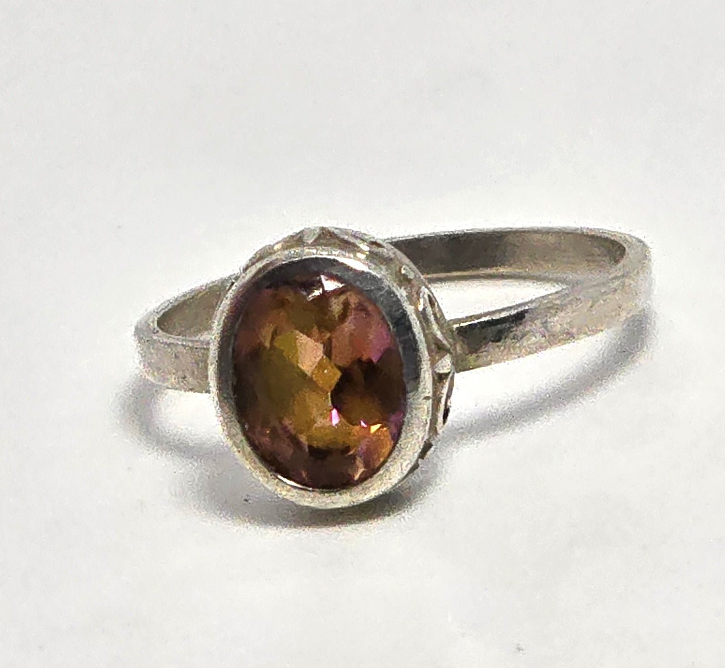 Twilight fire Mystic Topaz orange gemstone solitaire statement ring size 6