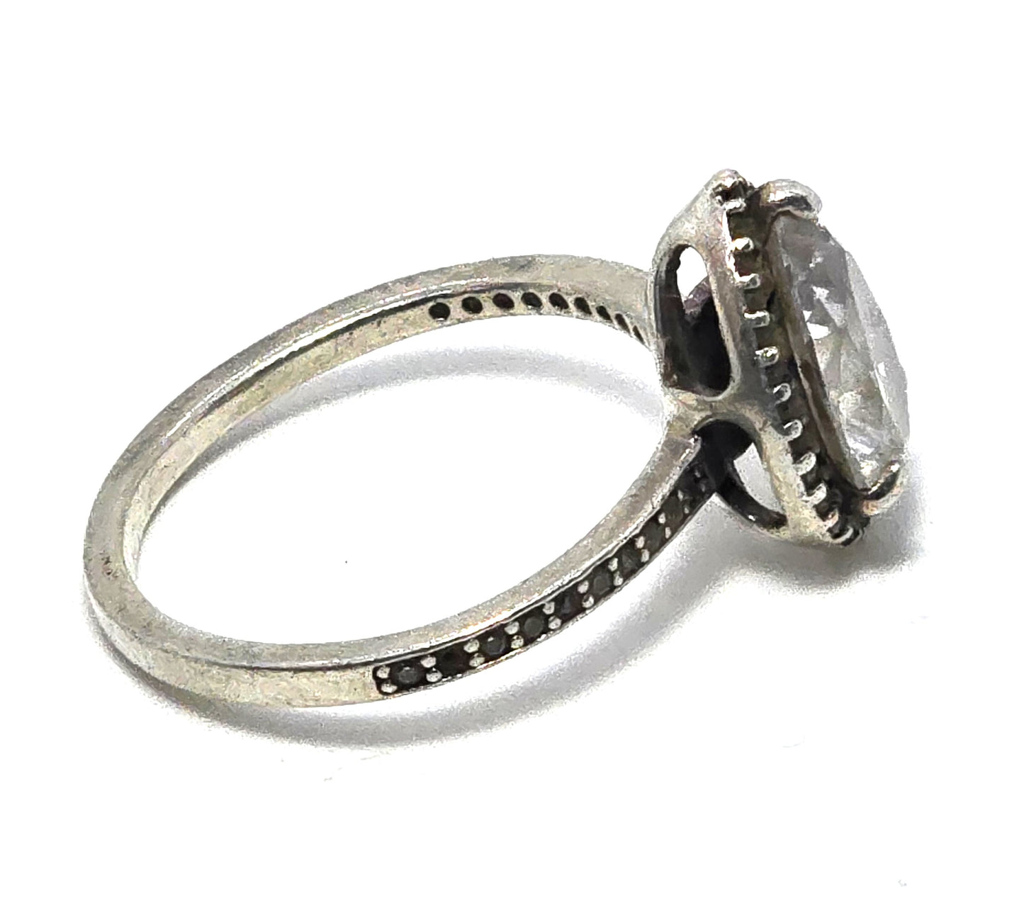 PANDORA 60 radiant cut cubic zirconia prong set sterling silver ring size 9