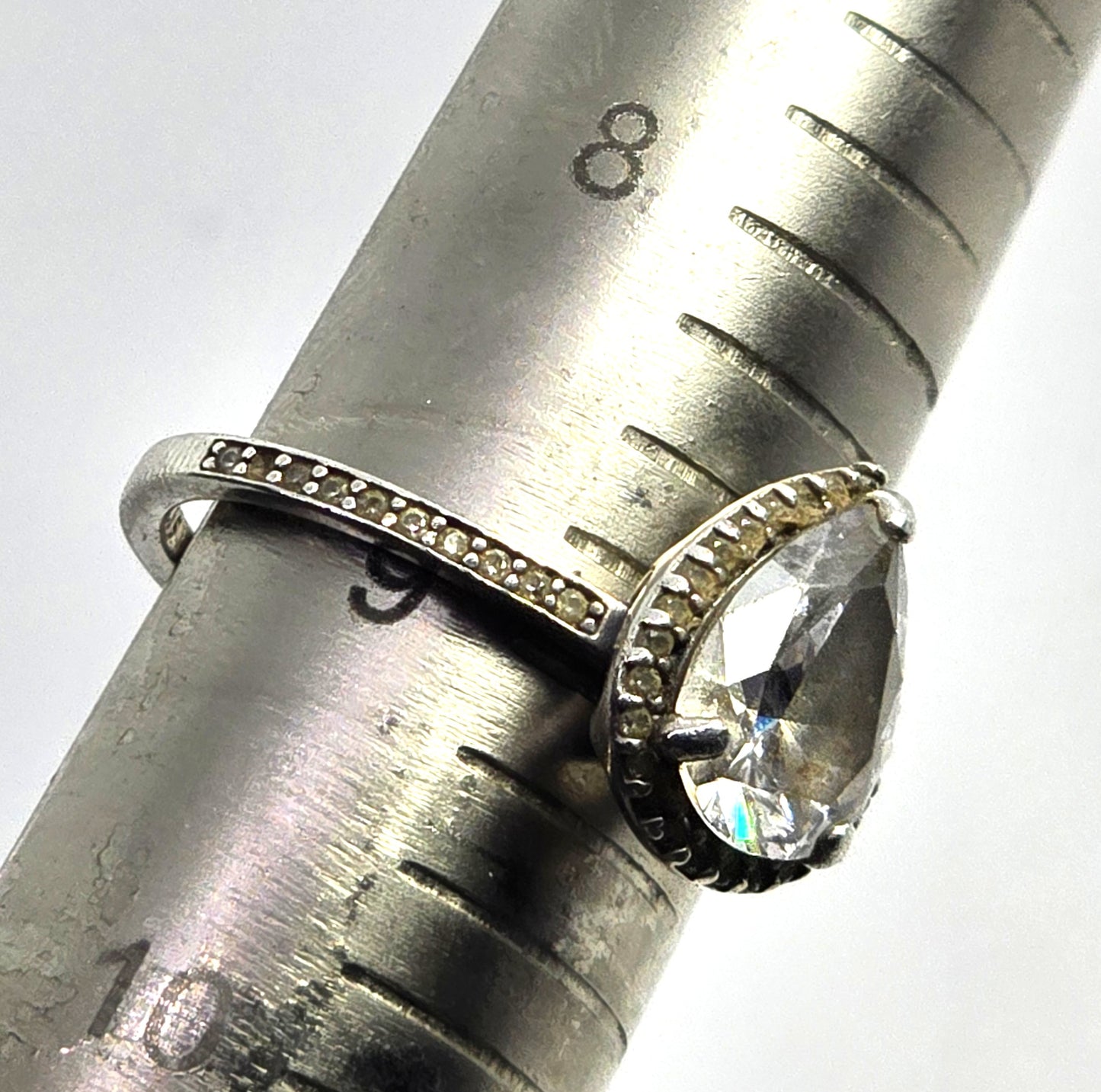 PANDORA 60 radiant cut cubic zirconia prong set sterling silver ring size 9