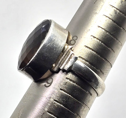 Smoky Quartz 11.6ct large gemstone vintage sterling silver ring size 8.5