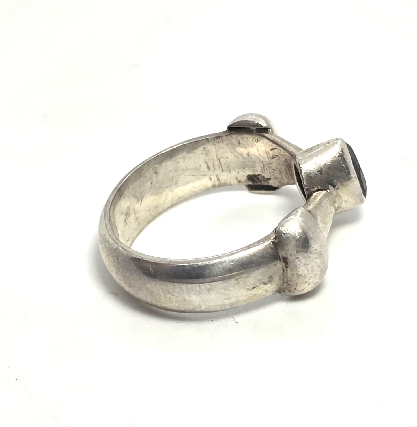 Iolite pear channel bezel set retro vintage sterling silver ring band size 5.5