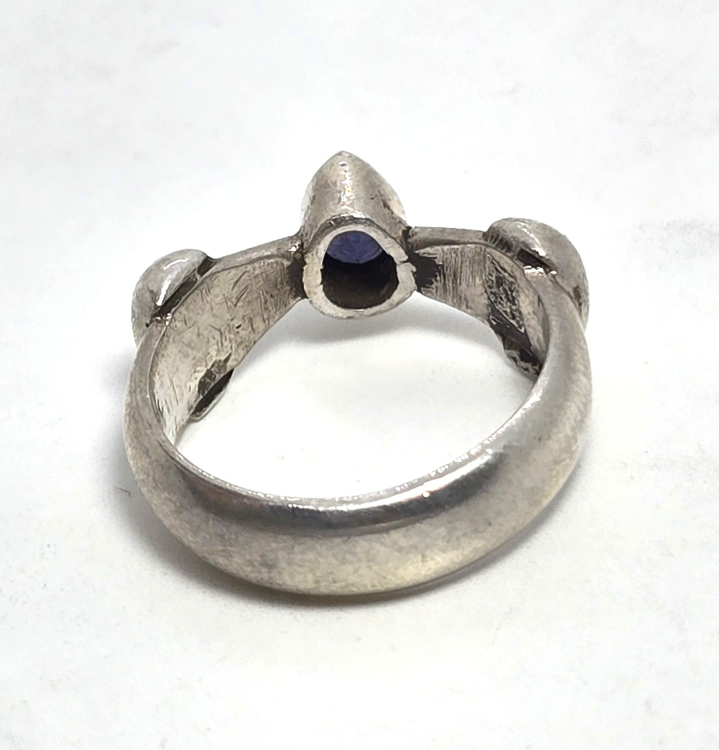 Iolite pear channel bezel set retro vintage sterling silver ring band size 5.5