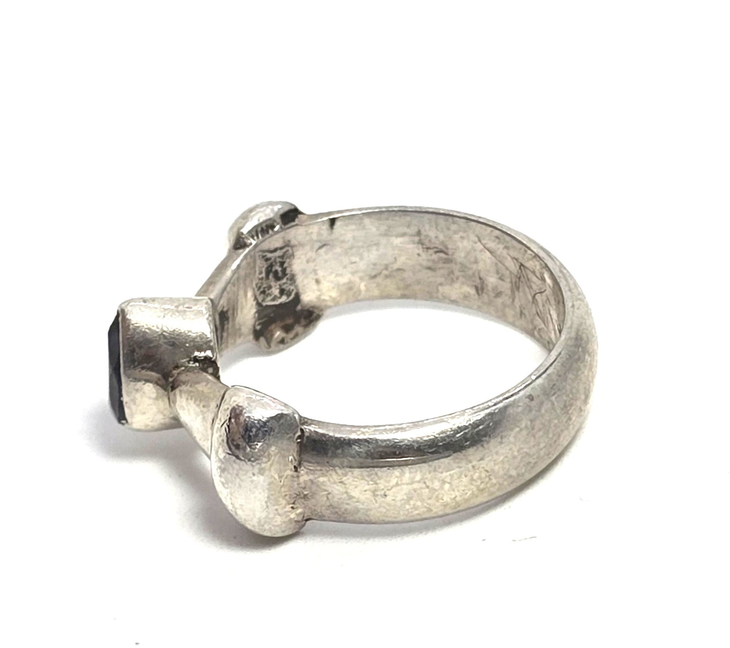 Iolite pear channel bezel set retro vintage sterling silver ring band size 5.5