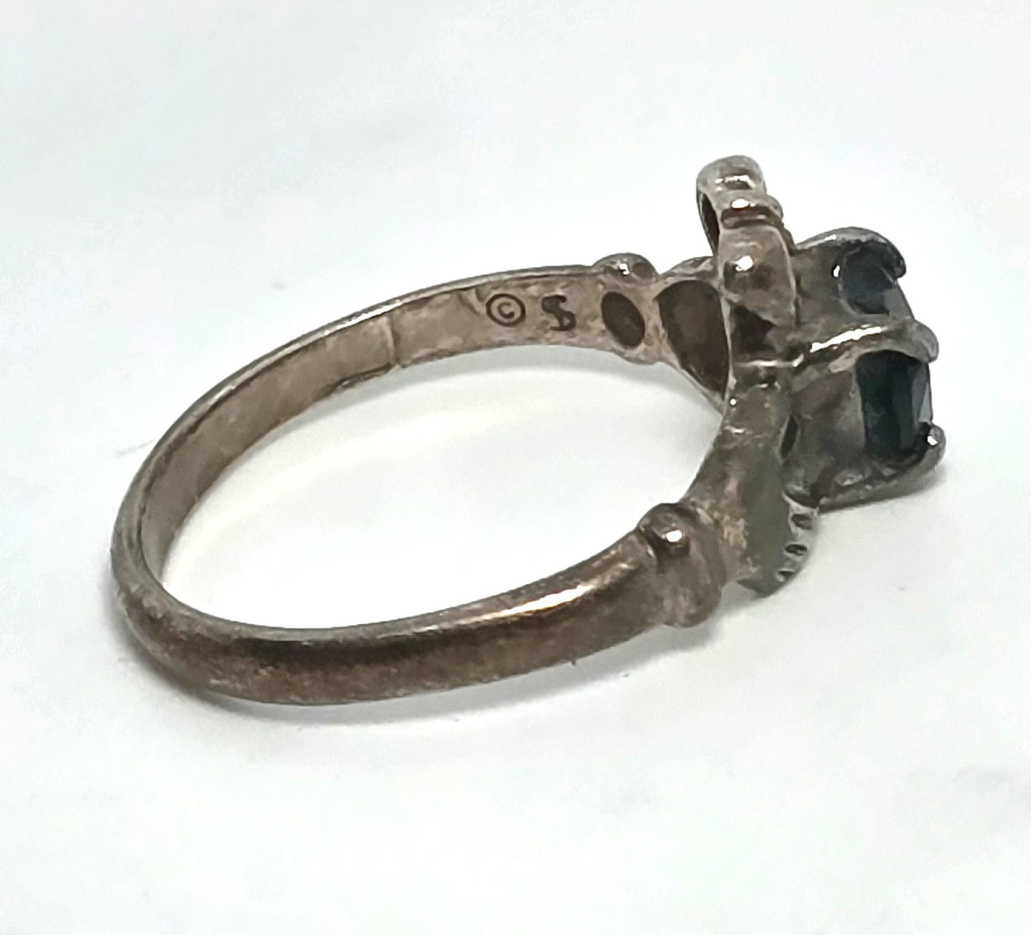 Claddagh Irish emerald heart sterling silver vintage Shube ring band size 7