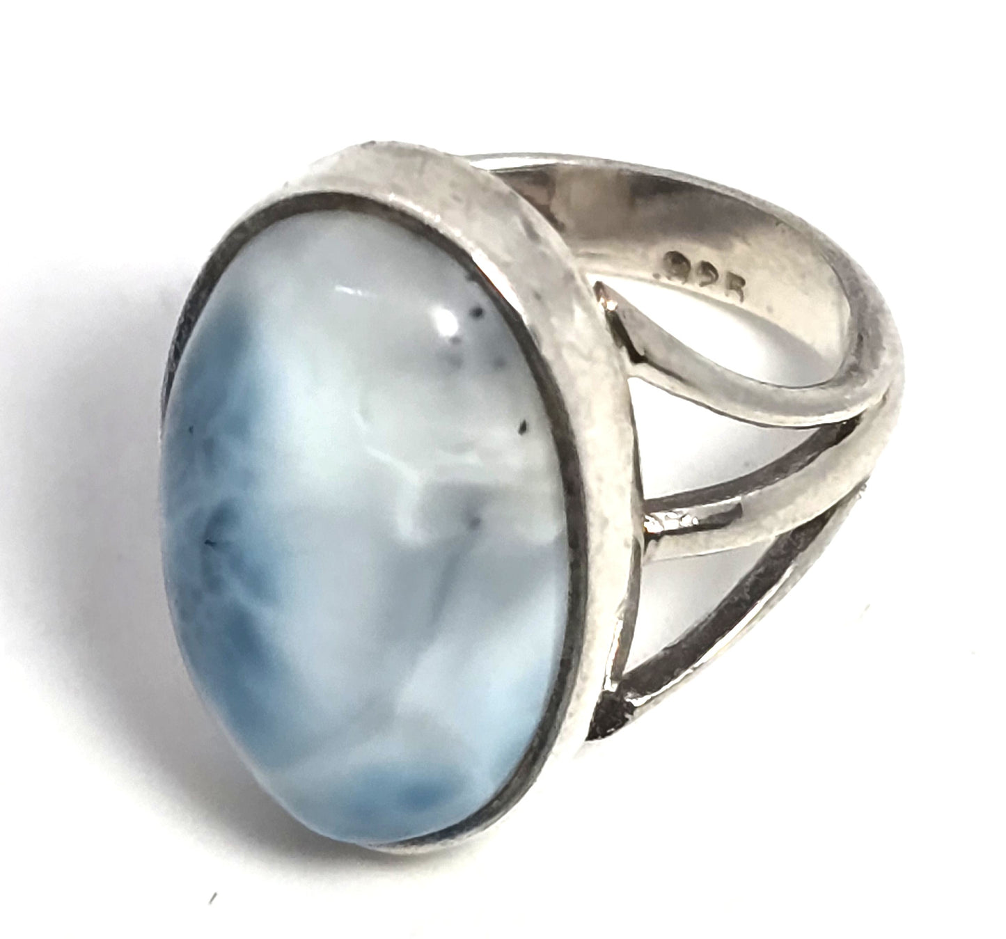 Larimar Dominican Republic blue gemstone sterling silver ring size 6