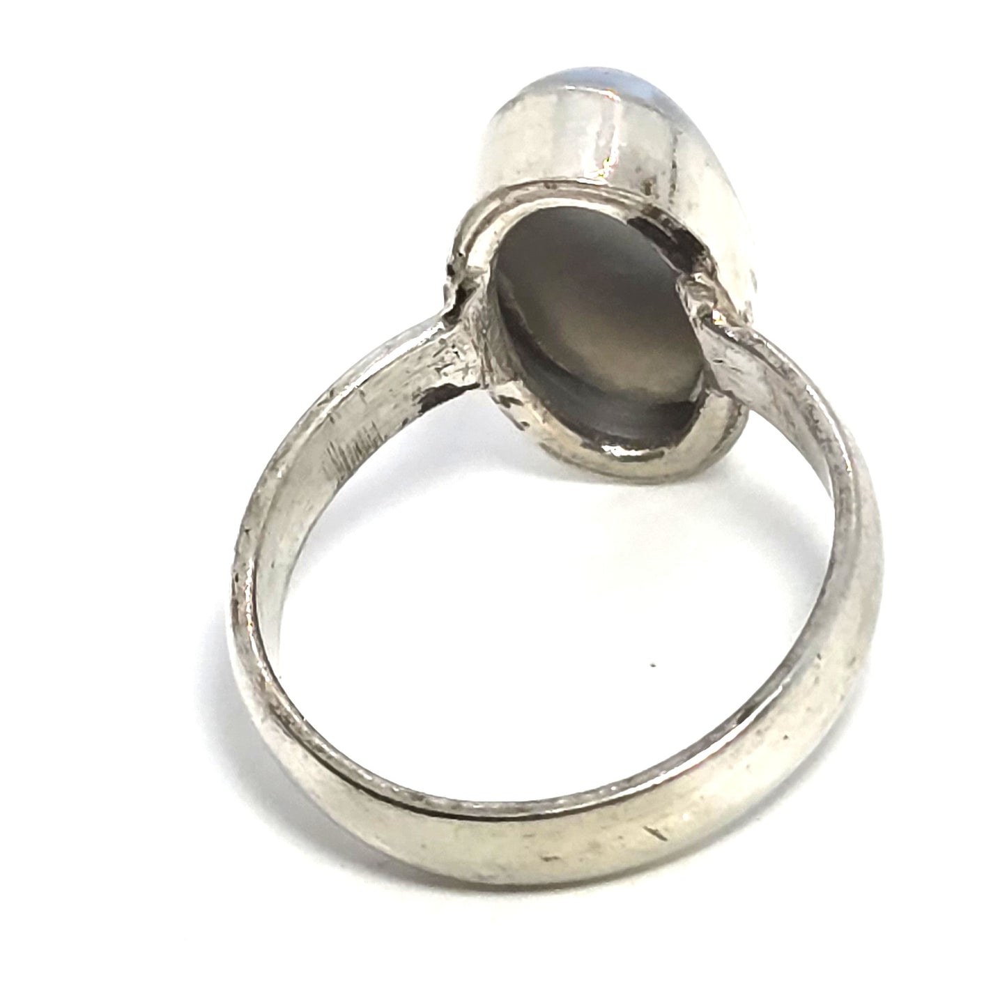 Banded Blue lace agate gemstone vintage sterling silver ring size 6.5