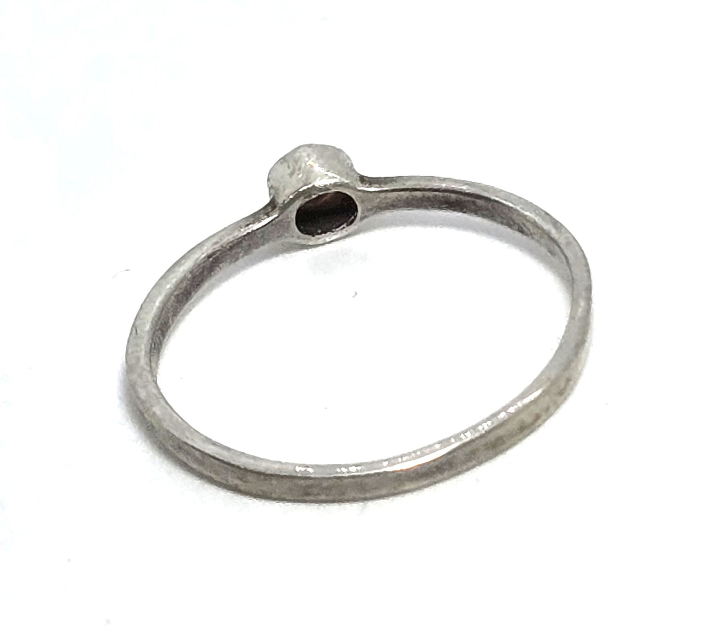 rhodochrosite pink gemstone thin vintage sterling silver stacker ring size 8