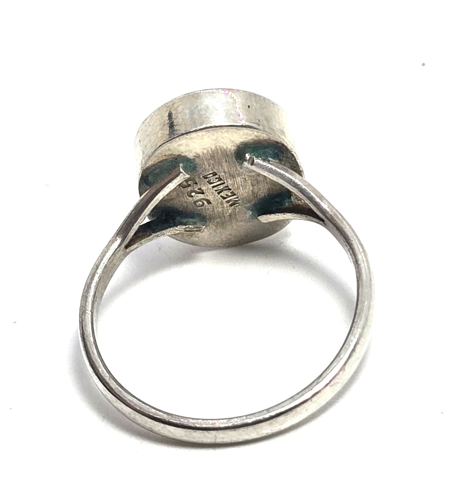 Dried flowers acrylic signed sterling silver Mexico vintage ring size 7.5